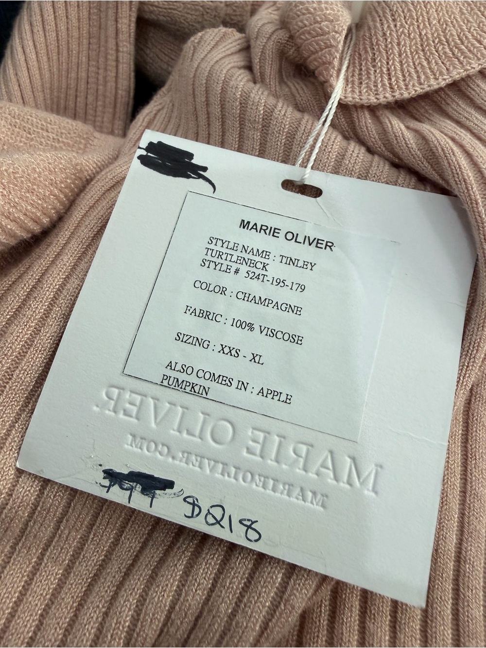 Marie Oliver Blush Ribbed Ruffle Turtleneck Sweater - Picture 4 of 4